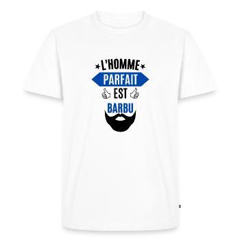 l homme parfait est barbu - T-shirt Premium bio Homme - blanc - Devant - Nico (187cm)