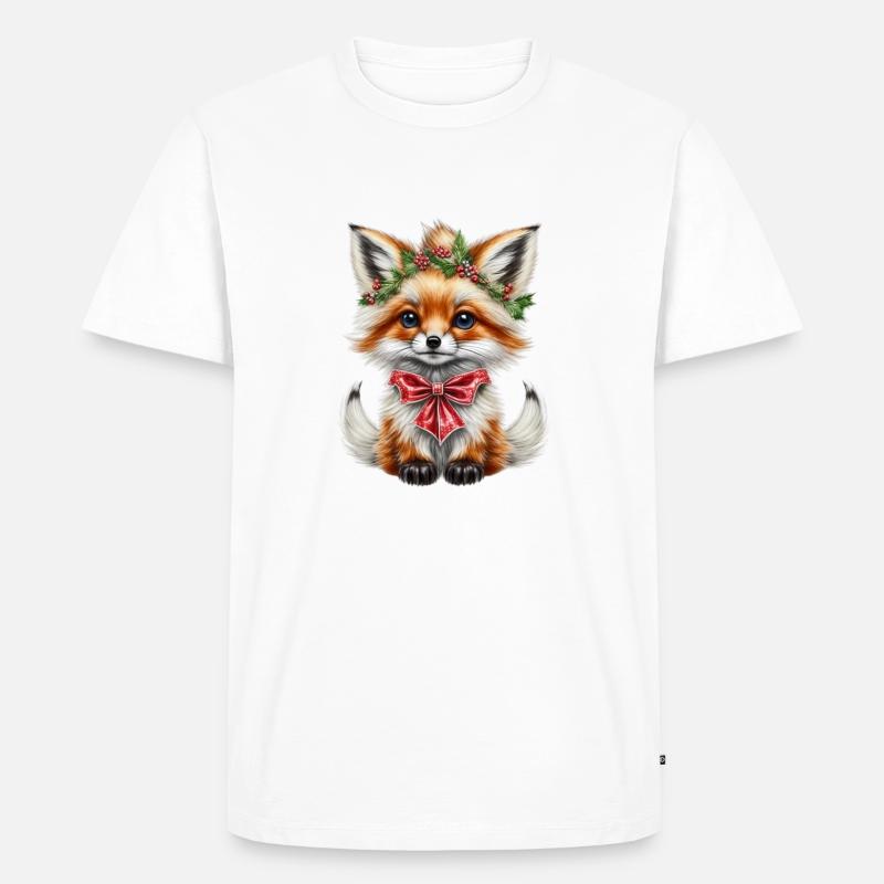 Weihnachtsfuchs - Männer Premium Bio T-Shirt - Weiß