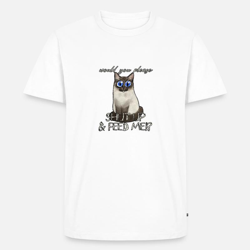Hungrige Katze - Männer Premium Bio T-Shirt - Weiß