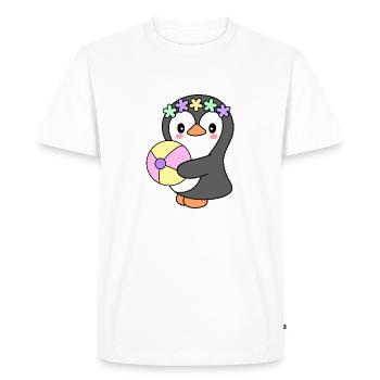 Été pingouin plage fête piscine vacances tropicales - T-shirt Premium bio Homme - blanc - Devant - Nico (187cm)