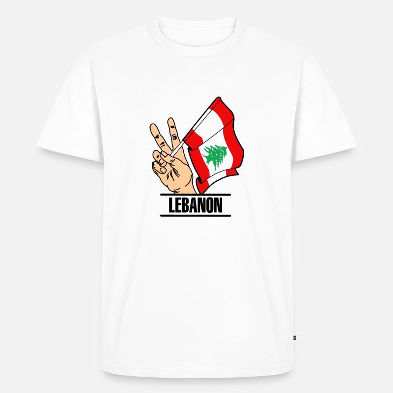 Flagge Libanon Friedenszeichen Text LIBANON - Männer Premium Bio T-Shirt - Weiß
