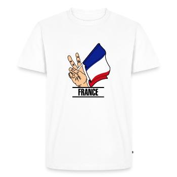 Drapeau France signe de paix texte FRANCE - T-shirt Premium bio Homme - blanc - Devant - Nico (187cm)