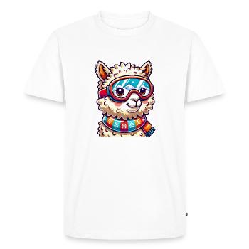 Llama Comic Ski Goggles - Men's Premium Organic T-Shirt - white - Front - Nico (187cm)