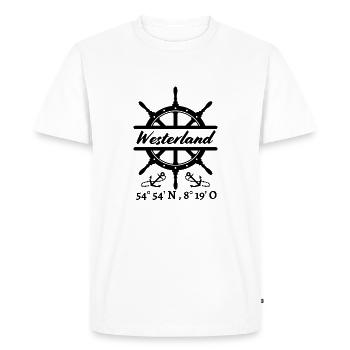 Westerland-Sylt steering wheel, anchors & coordinates - Men's Premium Organic T-Shirt - white - Front - Nico (187cm)
