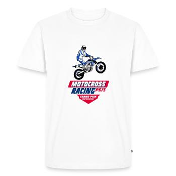 Moto Cross - Motocross - Supercross - T-shirt Premium bio Homme - blanc - Devant - Nico (187cm)