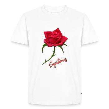 Sagittaire Rose Rouge Rose Roses Signe du Zodiaque Sagittaire - T-shirt Premium bio Homme - blanc - Devant - Nico (187cm)