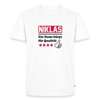 niklas - Men's Premium Organic T-Shirt - white - Front - Nico (187cm)