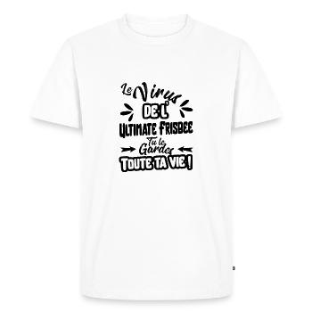 Le virus de l' Ultimate Frisbee cadeau - T-shirt Premium bio Homme - blanc - Devant - Nico (187cm)