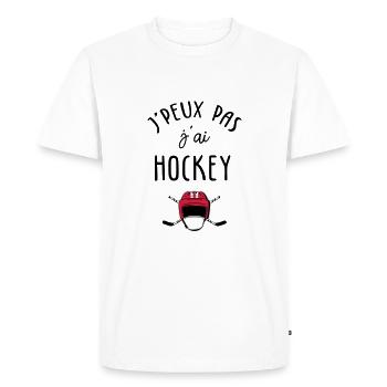 J'peux pas j'ai hockey - T-shirt Premium bio Homme - blanc - Devant - Nico (187cm)