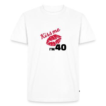 Kiss me 40 Anniversaire - T-shirt Premium bio Homme - blanc - Devant - Nico (187cm)