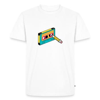 cassette - Men's Premium Organic T-Shirt - white - Front - Nico (187cm)