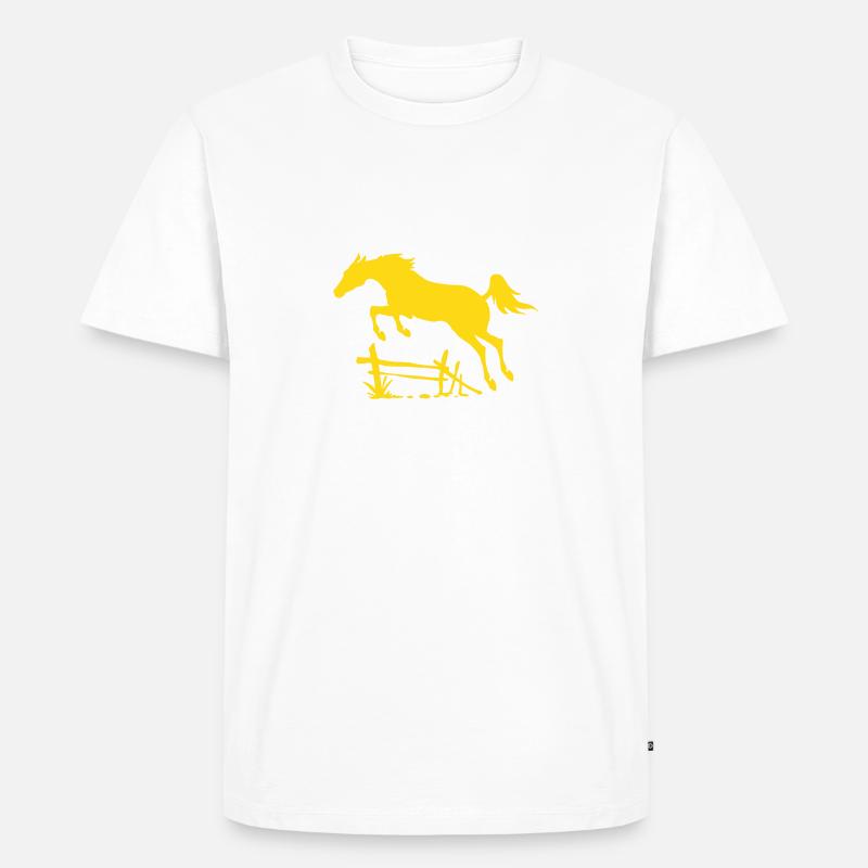 Springendes Pferd - Männer Premium Bio T-Shirt - Weiß