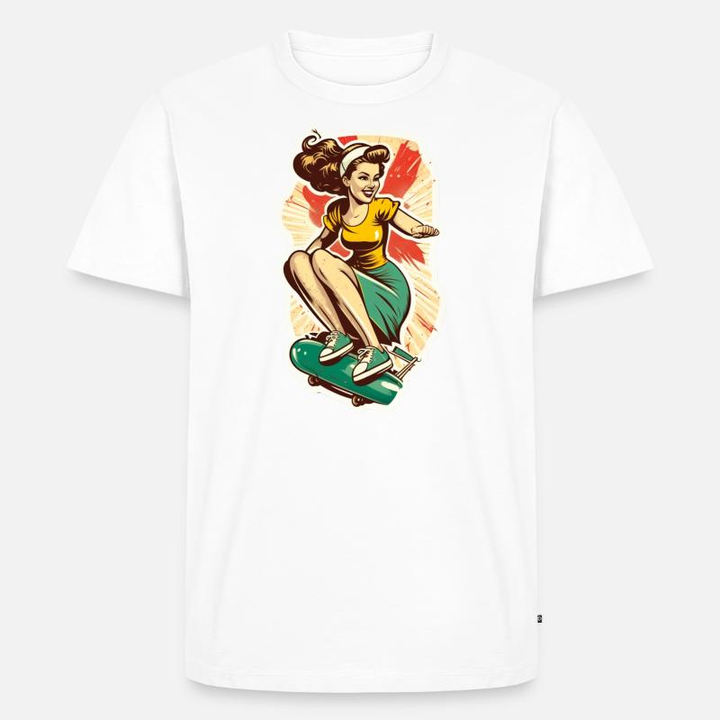 Skater-Mädchen - Männer Premium Bio T-Shirt - Weiß