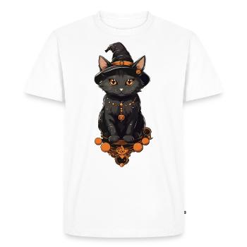 Magic Witch Cat un dessin animé d’Halloween - T-shirt Premium bio Homme - blanc - Devant - Nico (187cm)
