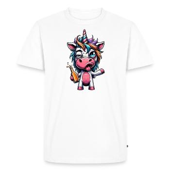 Licorne ivre - T-shirt Premium bio Homme - blanc - Devant - Nico (187cm)