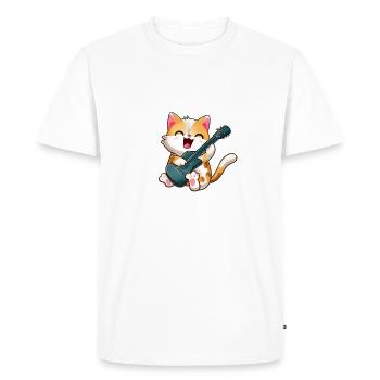 Cat with guitar - Men's Premium Organic T-Shirt - white - Front - Nico (187cm)