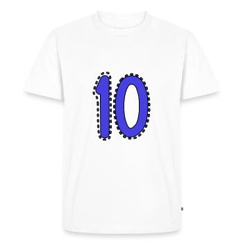 10. 10 ANS. 10e ANNIVERSAIRE. ANNIVERSAIRE 10 ANS. - T-shirt Premium bio Homme - blanc - Devant - Nico (187cm)