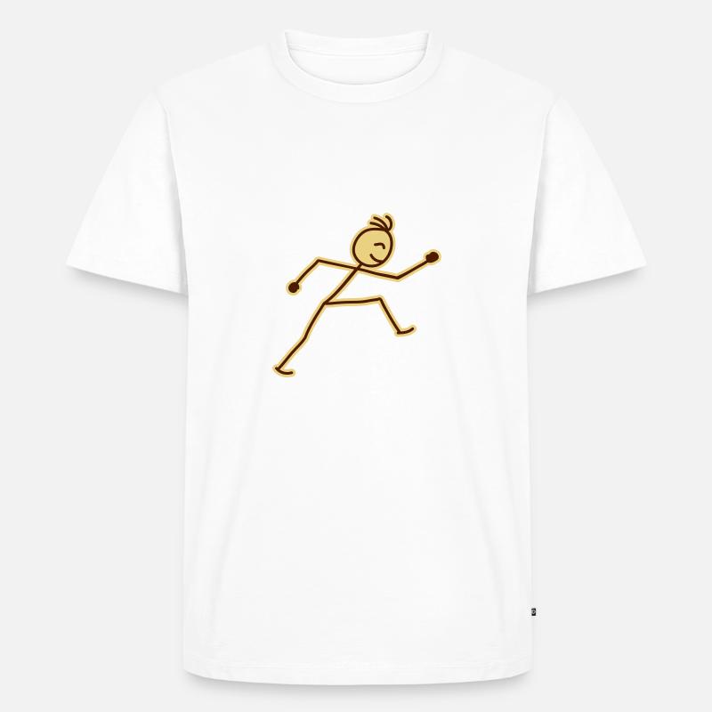 walking_stick_figure_2c - Männer Premium Bio T-Shirt - Weiß
