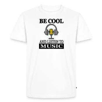 Écouter de la musique Casque Porter un cadeau d’école de musique - T-shirt Premium bio Homme - blanc - Devant - Nico (187cm)