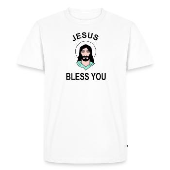 Jesus Christ bless you Bible Church Gift Idea - Men's Premium Organic T-Shirt - white - Front - Nico (187cm)