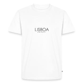 Lisbon, Portugal - Men's Premium Organic T-Shirt - white - Front - Nico (187cm)