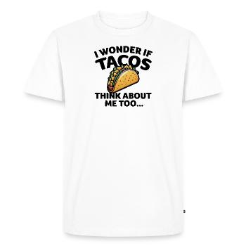 Je me demande si TACOS pense à moi aussi - Noir - T-shirt Premium bio Homme - blanc - Devant - Nico (187cm)