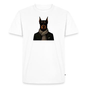Doberman de luxe avec lunettes de soleil - T-shirt Premium bio Homme - blanc - Devant - Nico (187cm)