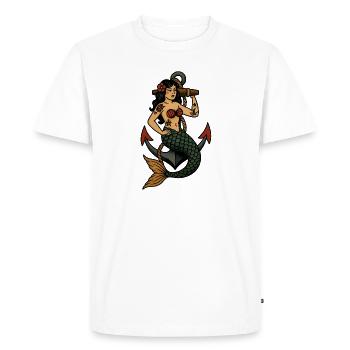 Sirene Tatouage Traditionnel - T-shirt Premium bio Homme - blanc - Devant - Nico (187cm)