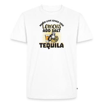 Tequila Lover> Lemons Need Salt & Tequila - Men's Premium Organic T-Shirt - white - Front - Nico (187cm)