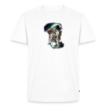 Wolf Design Moon Wolves - Men's Premium Organic T-Shirt - white - Front - Nico (187cm)