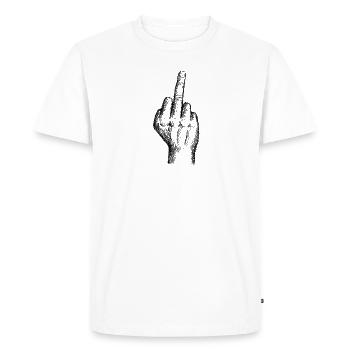 Middle Finger Fuck You Off Stinky Finger Gift - Men's Premium Organic T-Shirt - white - Front - Nico (187cm)