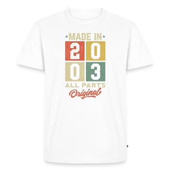 Made In 2003 - All Parts Original - Men's Premium Organic T-Shirt - white - Front - Nico (187cm)