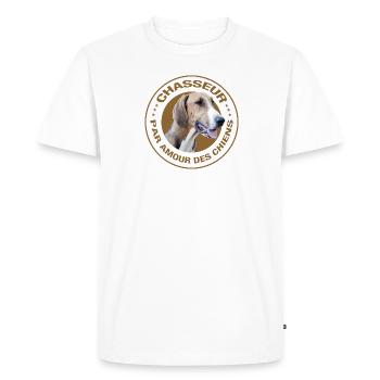 Chasseur par amour des chiens ! - T-shirt Premium bio Homme - blanc - Devant - Nico (187cm)