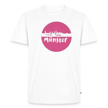 Münster, cercle, skyline, silhouette, rose - T-shirt Premium bio Homme - blanc - Devant - Nico (187cm)
