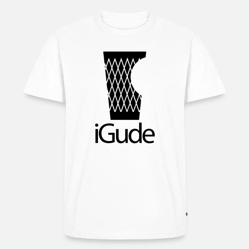 iGude - Geripptes schwarz - Männer Premium Bio T-Shirt - Weiß