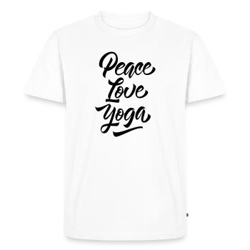 Peace Love Yoga - T-shirt Premium bio Homme - blanc - Devant - Nico (187cm)
