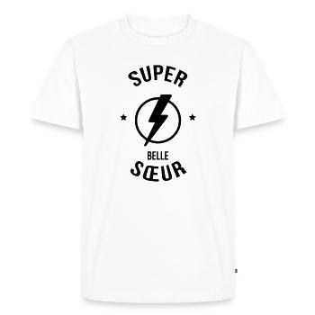 Belle Beau-Frère / Belle-Sœur / Beau Frere / Belle - T-shirt Premium bio Homme - blanc - Devant - Nico (187cm)