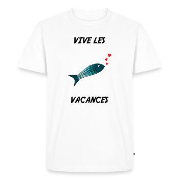 VACANCES. VIVE LES VACANCES. VACANCES - T-shirt Premium bio Homme - blanc - Devant - Nico (187cm)