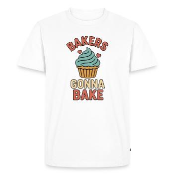 Motifs de gâteaux avec des paroles humoristiques - T-shirt Premium bio Homme - blanc - Devant - Nico (187cm)