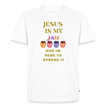Jésus est ma confiture et je suis ici pour la répandre - T-shirt Premium bio Homme - blanc - Devant - Nico (187cm)