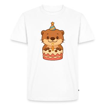 Little Otter Birthday - Men's Premium Organic T-Shirt - white - Front - Nico (187cm)
