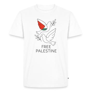 Dove of Peace - Free Palestine - Men's Premium Organic T-Shirt - white - Front - Nico (187cm)
