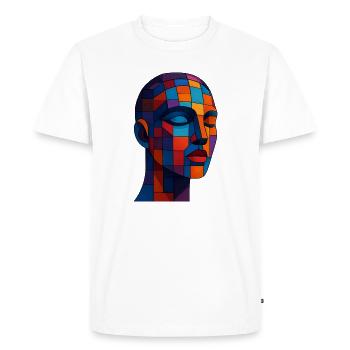 Portrait en mosaïque cubiste vibrant - T-shirt Premium bio Homme - blanc - Devant - Nico (187cm)