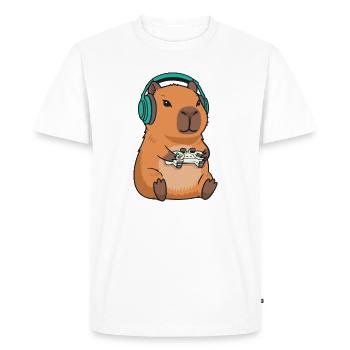 Capybara Gamer Video Games Gaming Gaming Gamer - Men's Premium Organic T-Shirt - white - Front - Nico (187cm)