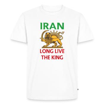 Iran Lion Emblem: Long Live the King - Men's Premium Organic T-Shirt - white - Front - Nico (187cm)