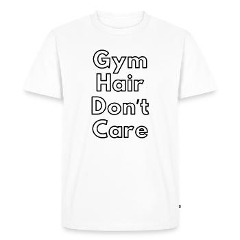 T-shirt de fitness – Les cheveux de la salle de sport s’en fichent - T-shirt Premium bio Homme - blanc - Devant - Nico (187cm)