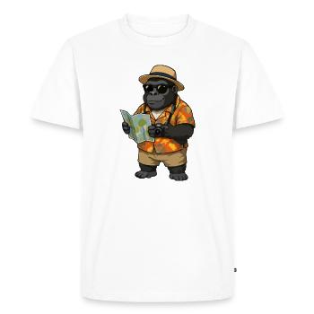 Gorilla Traveler in Hawaiian Shirt - Men's Premium Organic T-Shirt - white - Front - Nico (187cm)