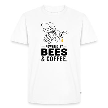 Abeille avec des gouttes en une seule ligne - T-shirt Premium bio Homme - blanc - Devant - Nico (187cm)