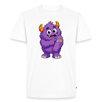 Purple Monster with Band-Aid - Men's Premium Organic T-Shirt - white - Front - Nico (187cm)