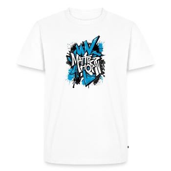 Cool Matterhorn graffiti in blue for street art - Men's Premium Organic T-Shirt - white - Front - Nico (187cm)